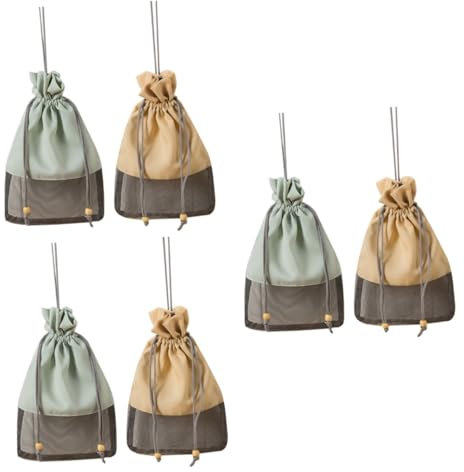 ABOOFAN 6 Pièces Buggy Fruits et légumes d'ail Respirant Sacs en Filet pour Produits de Courses reutilisable Courses reutilisable à Cordon de Cuisine Filet végétal