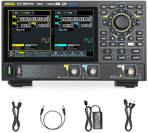 RIGOL Generador de Funciones, DG902 Pro Generador de Señales,70 MHz,2 Canales,Resolución de 16 bits,Pantalla táctil HD de 7 pulgadas,Compatible con alimentación mediante power bank