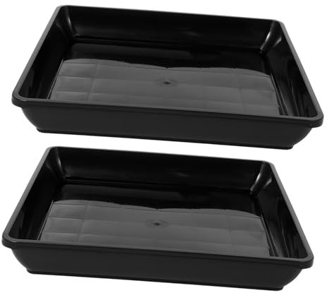 Happyyami Lot de 2 soucoupes carrées de 35 cm en plastique pour plantes d'intérieur et d'extérieur