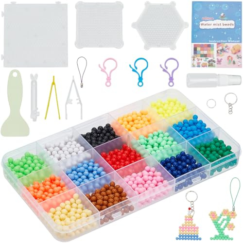 SUNNYCLUE Perlers Perlen Set In 15 Farbe Wasserperlchen Bügelperlen Große Mengen Magische Wasserperlen Bunter Kunststoff Keine Hitzeperlen Bügelfreie Bügelperlen Zum Basteln DIY Weihnachts Feiertags