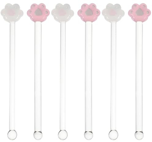 Amosfun 6Er Set Kreative Glas RüHrstäBchen Cocktail RüHrer Mit Anti-Rutsch Griff FüR Zuhause Und Bar Mixstab Swizzle Stick FüR GeträNke Und Cocktails