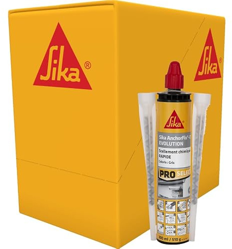 SIKA - Scellement chimique - Sika Anchorfix 01 Evolution - Gris - 12x300ml | Prise rapide - Int/Ext - Multi-matériaux - Fixation d'objets lourds - Scelle store, volet, portail, chauffe-eau, radiateur