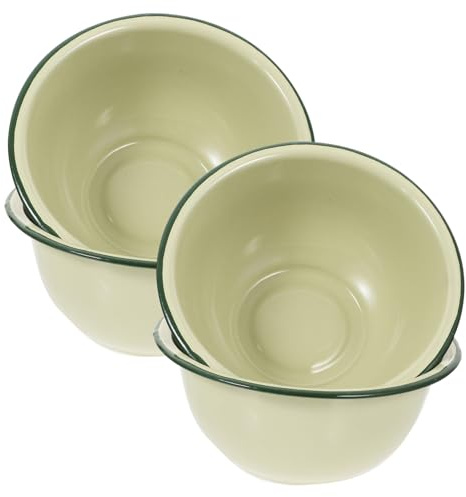 OFFSCH 4piezas Cuenco De Esmalte Vintage De Sopera De Cocina Decorativa Cuenco Para Sopa Aceite Manteca