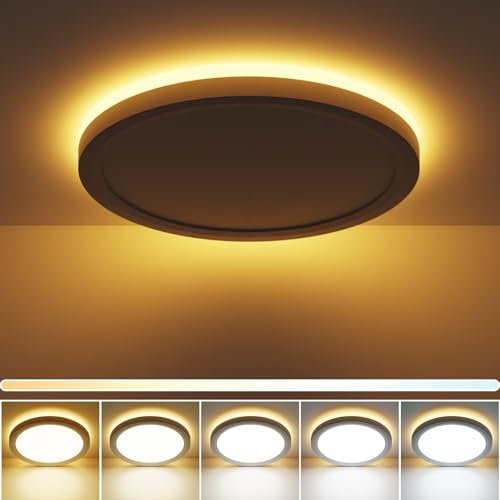 zemty LED Bathroom Light 18W 1800LM, 5 Color Temperatures Flush Ceiling Light Modern, Waterproof Night Light for Bedroom, Kitchen, Living Room, Hallway, Porch Ø22CM