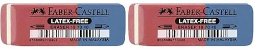 Faber-Castell Miscellaneous 7070-40 Latex-Free Eraser for Ink/Pencil, for Art, Craft, Drawing, Sketching, Home, School, University, Colouring (Pack of 2)