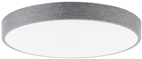 Lightbox LED Wand- & Deckenlampe mit Fernbedienung & CCT (3000K/4000K/6500K) & grauem Stoff Rahmen | Ø 49 cm | Büro-Deckenleuchte | dimmbar | max. 4500 lm | aus Metall/Kunststoff/Textil
