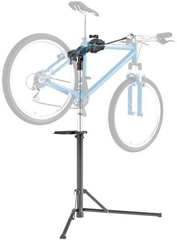 HOMCOM Pied d'atelier vélo pliable, support de réparation de vélo, hauteur réglable 107-160 cm, pince rotative à 360°, pour vélo de route, VTT, vélo électrique, noir