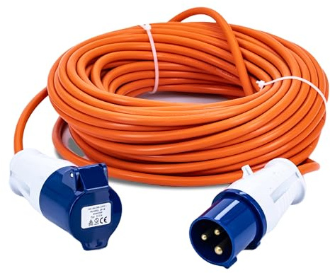 Status 25M Extension Lead, 16A/230V, 1.5mm Orange Cable, IP44 Weatherproof – Ideal for Camping, Caravans, Motorhomes & Construction Sites (25M16A1.51PK4)