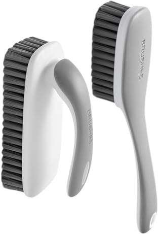 Wäsche-Fleckenbürste, 2 x Schuhwaschbürste, tragbares Badezimmer-Werkzeug, ergonomischer Griff, Mehrzweck-Haushaltsreinigungszubehör für Kleidung, Schuhe und Polster