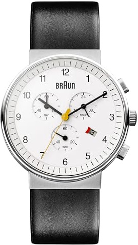 Braun Reloj cronógrafo de Cuarzo para Hombre con Correa de Cuero, Blanco, BN0035BWHBKG-AMZUK
