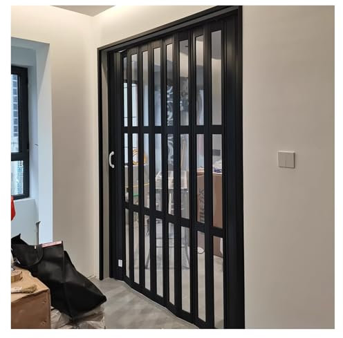 MZZKFC Portes Pliantes 2 3 4 5 6 FT Portes Pliantes en PVC, Portes Accordéon Coulissantes Personnalisables avec Rail Supérieur en Aluminium, Entrepôt/Cuisine/Chambre À Coucher(23x39in)