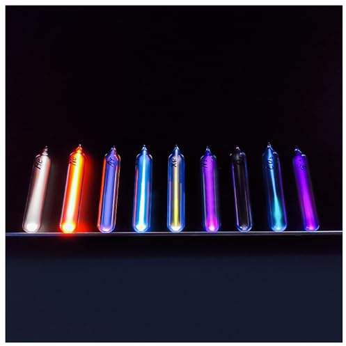 SUZLAZYR Tubos Luminosos de Gases Nobles, Elemento de Gases Nobles Sellado en Vidrio, 99.999% de pureza, Ideal para coleccionar, exhibir, enseñar y Regalar.,Pack of 9