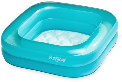 Planschbecken für Kinder Aufblasbarer Babypool Kinderpool 86x86x25cm Tragbare Badewanne Schwimmbecken Badespielzeug (Türkis)