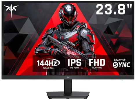 KTC Monitor per computer da 24 pollici, monitor per ufficio e giochi FHD 144 Hz, IPS, sincronizzazione adattiva, porta HDMI e DP, rapporto di contrasto 1500:1, filtro luce blu, impostazione