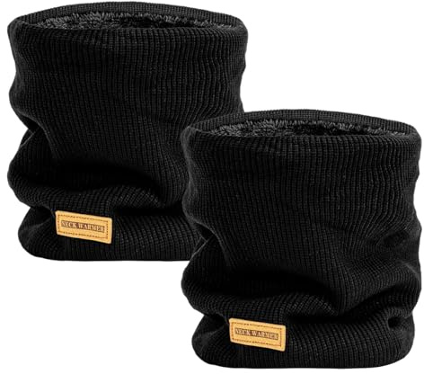 Kunoli 2 Stück Winter Schlauchschal Herren Ski, Nackenwärmer Multifunktionstuch für Outdoor Aktivitäten, Loop Schal für Maske Schwarz