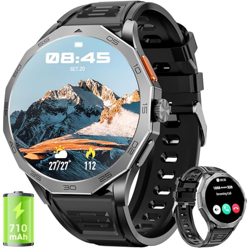 smartwatch uomo militare 710 mAh batteria / 1,85 pollici HD grande schermo smartwatch con chiamate Bluetooth/frequenza cardiaca/sonno, orologio fitness con 110+ modalità sport/IP68 impermeabile