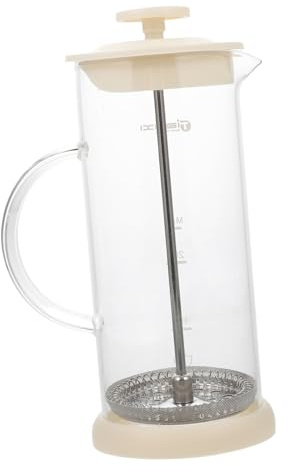 BIUDECO Montalatte Manuale in Vetro e Acciaio con Ergonomico per Cappuccino e Latte Leggero e Facile da e Viaggio