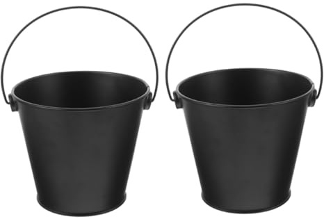 AKOOSY 2 pièces Seau à Graisse BBQ Noir Résistant Haute Température pour Collecte de Graisse Barbecue Cheminée