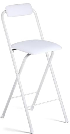 2 sgabelli da bar pieghevoli portatili – Sedie con piedini antiscivolo e schienale imbottito in pelle bianca, 70 cm, ideali per cucina e sala da pranzo