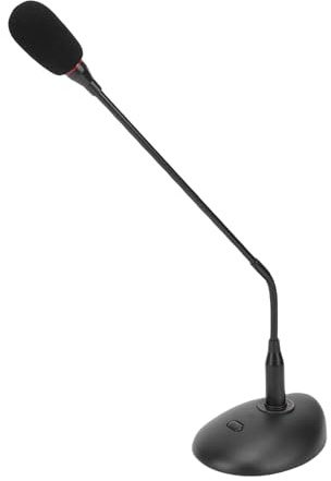 ASHATA Microphone à Condensateur à Col de Cygne pour Conférences, Microphone Filaire Professionnel de Bureau avec Boutons de Sourdine, Micro à Condensateur Cardioïde avec Prise XLR