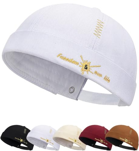 Cozyan Cotone Cappellino da Portuale Uomo Retro Docker-cap Berretto Docker da Motociclista Cappello Retro Cappellino Senza Visiera Uomo Donna Berretto Portuale Commando Lavoro Cotone Docker cap