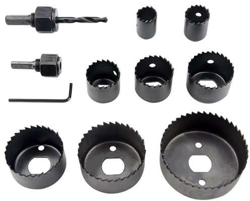 BGTXINGI 11-teiliges Lochsägen-Set (mit 2 Dorn, 1 Dorn, 8 Klingen und 1 Sechskantschlüssel) 1,9 cm - 21,5 cm Lochsägen-Bohrer-Set, ideal für Holzbearbeitung PVC Kunststoffplatten