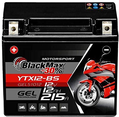 BlackMax YTX12-BS Motorradbatterie GEL 12V 12Ah CTX12-BS Batterie 51012 Quad