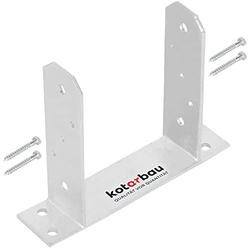 KOTARBAU® TT Pfostenträger zum Aufschrauben 160 mm, verzinkter Stahl | Bodenanker für Holzpfosten, Balkenschuh zum Aufdübeln, Pfostenschuh für Zaunpfosten & Holzbalken, Silber