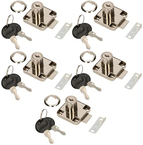 KOTARBAU® 5 x Cerraduras para muebles, 40x40 mm, Cerradura de armario con 2 llaves, Cerradura de leva, Cerradura de gabinete, buzón, taquillas, cajones, Cerradura de seguridad con cilindro, 5 uds