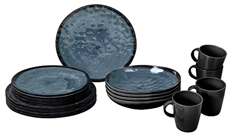 BRUNNER Campinggeschirr Set (Set 16 Stück) für 4 Personen - Lunchbox Venetian - aus Melamin Stone Touch von hoher Qualität, rutschfest und langlebig