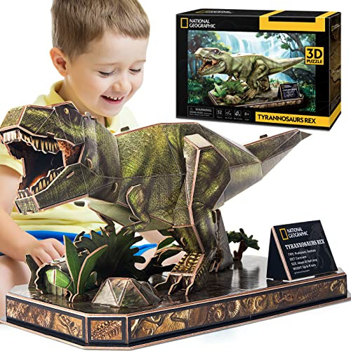 CubicFun 3D Puzzle Dinosaurier Tyrannosaurus Rex, 52 Teile | Spielzeug Kinderpuzzle, Dino Puzzle Kinder ab 8 9 10 11 12 Jahren, Mädchen Junge Geschenke