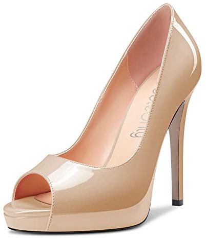 NobleOnly Femmes Haut High Talon Heel Plate-Forme Ouvert Bout Escarpins Slip-on Clear Cute Party Sandales 12 CM Heels