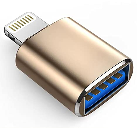 Apple Lightning to USB Camera Adapter, USB 3.0 OTG Cable for iPhone/iPad to Connect Card Reader, USB Flash Drive, U Disk, Keyboard, Mouse, Hubs, MIDI, Plug & Play