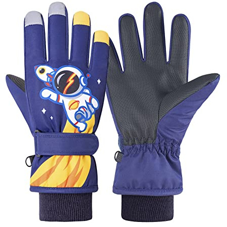 TOKYMOON Kinder Skihandschuhe Snowboard Handschuhe Schneehandschuhe wasserdichte Und Winddichte Winter Handschuhe Anti-Rutsch Plüsch Gefüttert Warm Handschuhe für Mädchen Jungen