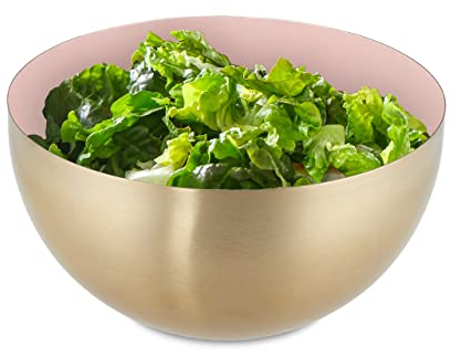 Relaxdays Ciotola da Insalata, Acciaio Inox, 2 Litri, Insalatiera da Ø 20 cm, Scodella Portafrutta da Cucina, Rosa Oro