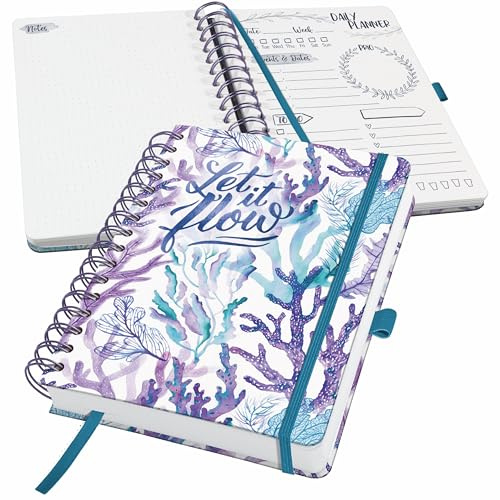 SIGEL JP204 Tagesplaner undatiert, Tageskalender ohne Datum, 120 g/m², ca. A5, Hardcover, für 110 Tage, 240 Seiten, Underwater Miracles, vegan, aus nachhaltigem Papier, Jolie, undated Planner