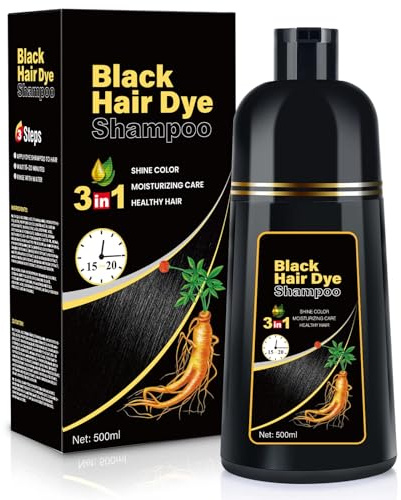 BOJICA Black Hair Dye 3 in 1 Shampoo for Gray Hair, Herbal Ingredients for Women&Men, Dye in Minutes/Semi-Permanent/(17.6 FL OZ)