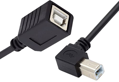 CY USB 2.0 B Type Male to Female Extension Cable Right Angled 90 Degree 20cm for Printer Scanner Disk