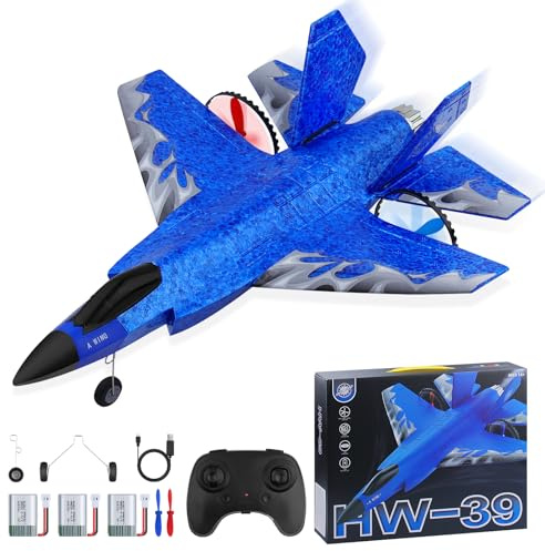 Henakmsl RC Aereo F35, Fighter RC 2.4GHz Telecomandato con 2 Batterie, Aereo Radiocomandato RTF per Adulti e Bambini/Principianti, Blu