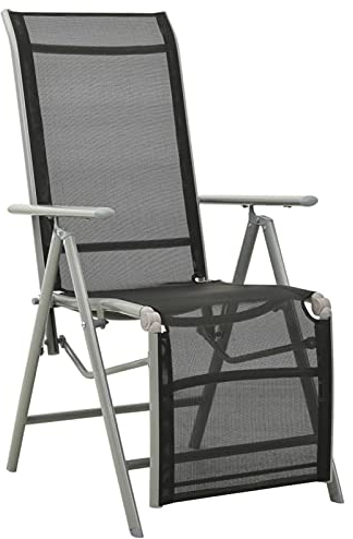 ARKEM Garten-Liegestuhl Textilene und Aluminium Silbern Sonnenliege Relaxstuhl Garten Relaxstuhl