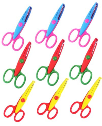 DIYEAH 9 Stück Bastelscheren für Kinder mit Präzisen Abs und Edelstahlklingen Kreative Handliche Form für Scrapbooking Projekte und Papier Zufällige Farbe