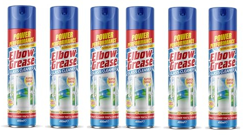 Elbow Grease Glass Cleaner Aerosol 400ml - Powerful Performance, Streak-Free Shine (6, Glass Cleaner Aerosol 400ml)