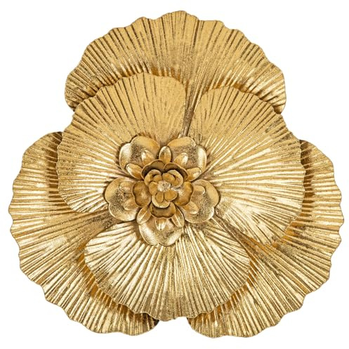 3er-Set Wandskulpturen Wandblume aus Metall Magnolie Wandschmuck Dekorationen 3D Metallbilder Modernes Antik-Finish für Haus Wohnzimmer Esszimmer Schlafzimmer Küche Korridor
