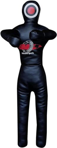 Minahil Sports Wrestling Jiu Jitsu MMA Grappling Dummy Punching Bag Karate Judo Martial Arts Training Throwing Boxing Practice Unfilled 6ft (Black, 6 Ft)