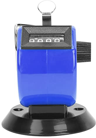 Agatige Handzähler, 4-stelliges ABS-Kunststoffgehäuse, mechanisches Handzählgerät mit Hakenbasis, Clicker-Zähler zum Zählen, Stricken, Coaching, Schoß, Angeln (Blau)