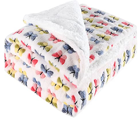 SiMbae Coperta Autunno e Inverno Ispessimento Double-Face Velluto Corallo Stampa Farfalla Coperta Decorativa soffice soffice Divano Letto King-Size Coperta Isolante in Fibra Sintetica,A