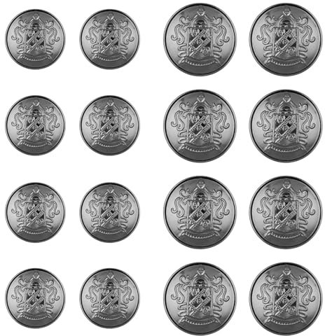 16 Stück 18mm 25mm Silber Glänzend Knöpfe für Mantel Knöpfe zum Annähen Dekorative Knopf Metall Blazer Vintage Antikes Knopf 25mm DIY Basteln für Uniform Frauen Klage Woolen Mantel