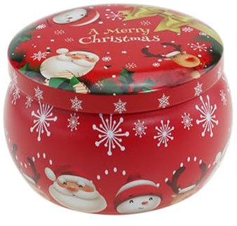 DOTBUY-SHOP Barattoli per Candela Natalizi, Barattoli di Latta per Candele Mini Candela in Latta con Coperchio per Candele, Caramelle, Bomboniere, Matrimonio (Christmas 6,10 Pezzi)