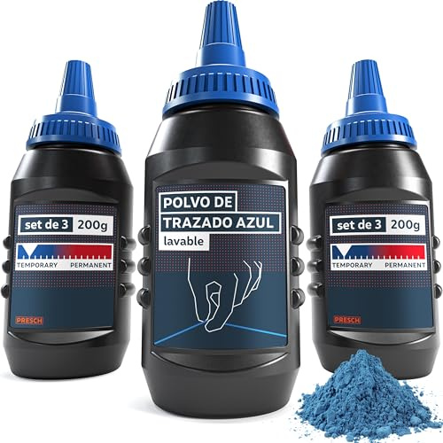 PRESCH Schlagschnurkreide Blau - 3 x Kreidepulver à 200g - Klare, sichtbare Linien dank intensivem Blauton - Perfekt für den Möbelbau dank leicht löslicher Kreidefarbe - Schlagschnur Pulver