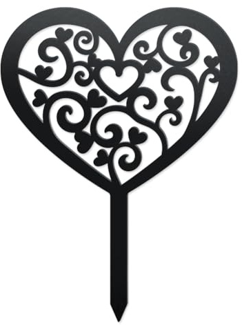 WADORN Metallschild Mit Hohlem Herz Gartenpfahl, Lustige Dekorative Pflanzpfähle In Herzform Metallstatuen Für Außenbereich Lustige Hochzeiten Garten Außendekor Für Blumentopf Garten Hinterhof Weg